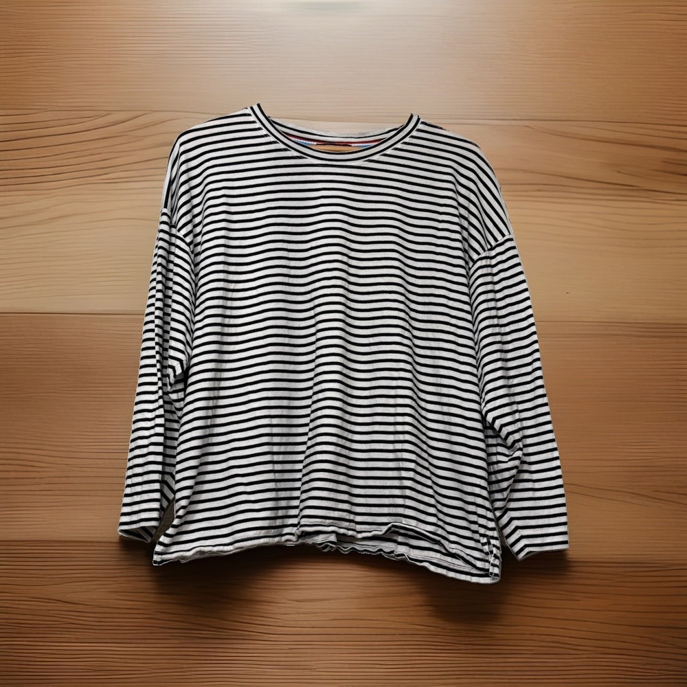 AYR Striped 100% Cotton Shirt Boxy Nautical Made in Peru Women's XL